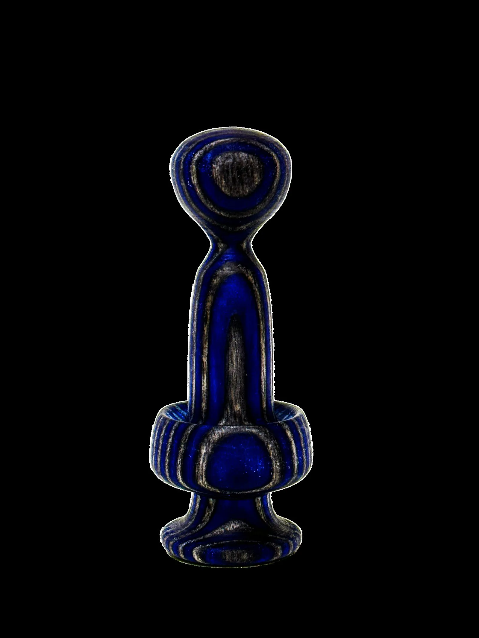 A turned-wood NFC figurine — an 'Edgers' character object made to be held and passed on